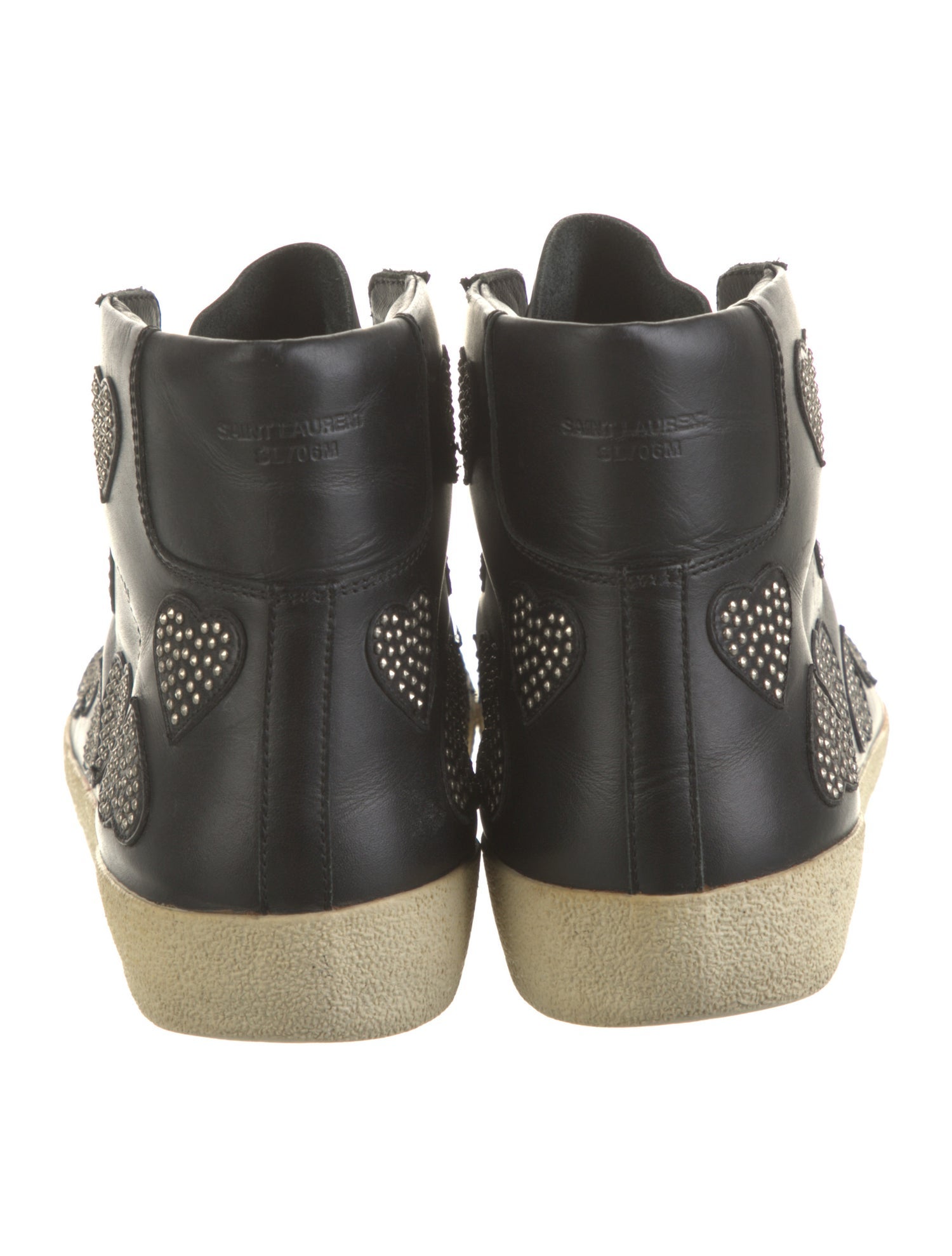 Saint Laurent Leather Studded Accents Sneakers